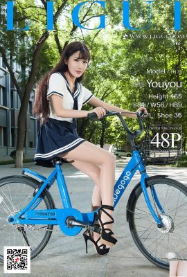 [Liguiİnternet Güzelliği] 20171207 Model Xiaoxiao Bisiklet Güzel Bacaklar