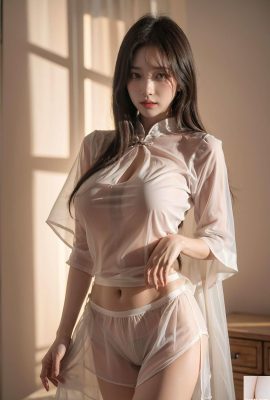 * Patreon* (Laika) Basılı Şeffaf Cheongsam